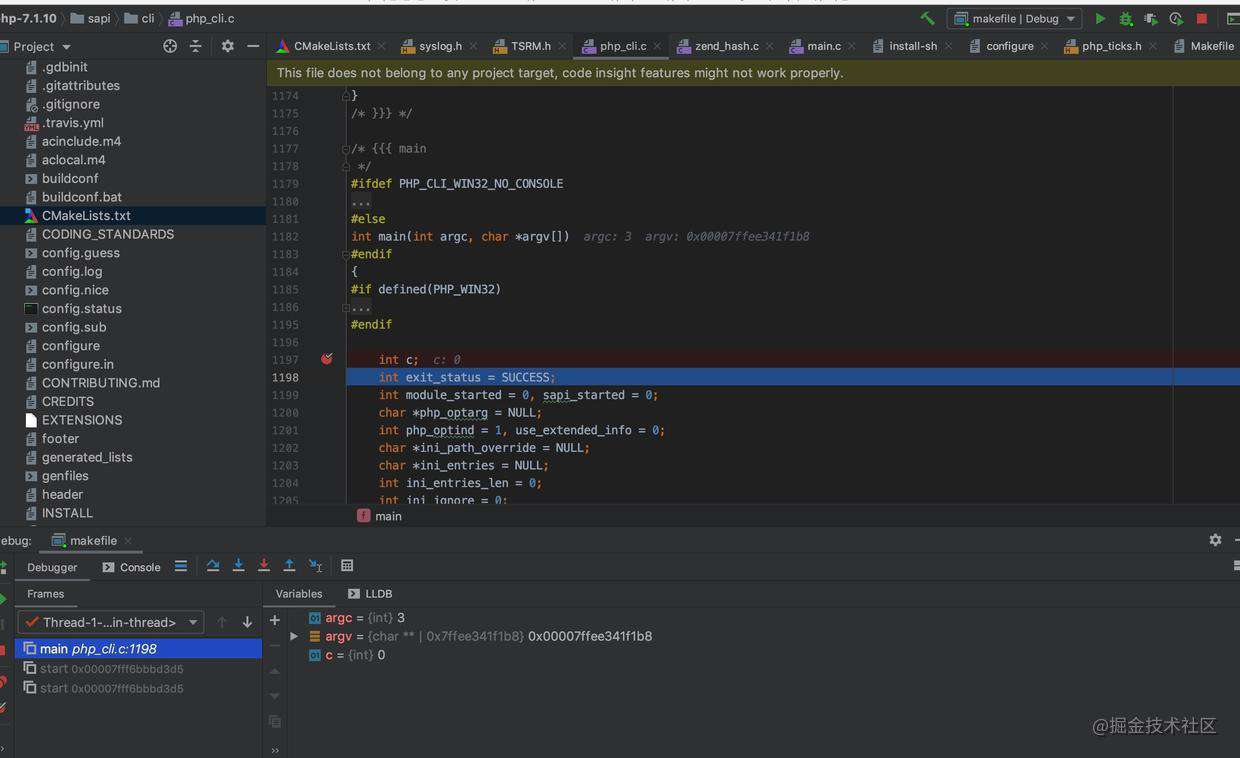 如何在 Mac 上用 Clion 调试 php7 源码